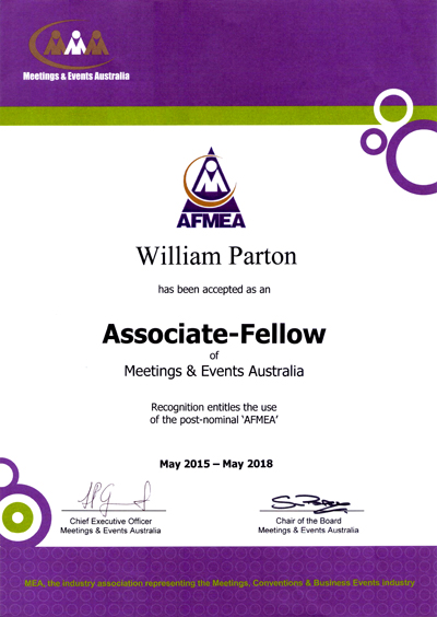 Associate-Fellow of Meetings & Events of Australia (AFMEA)